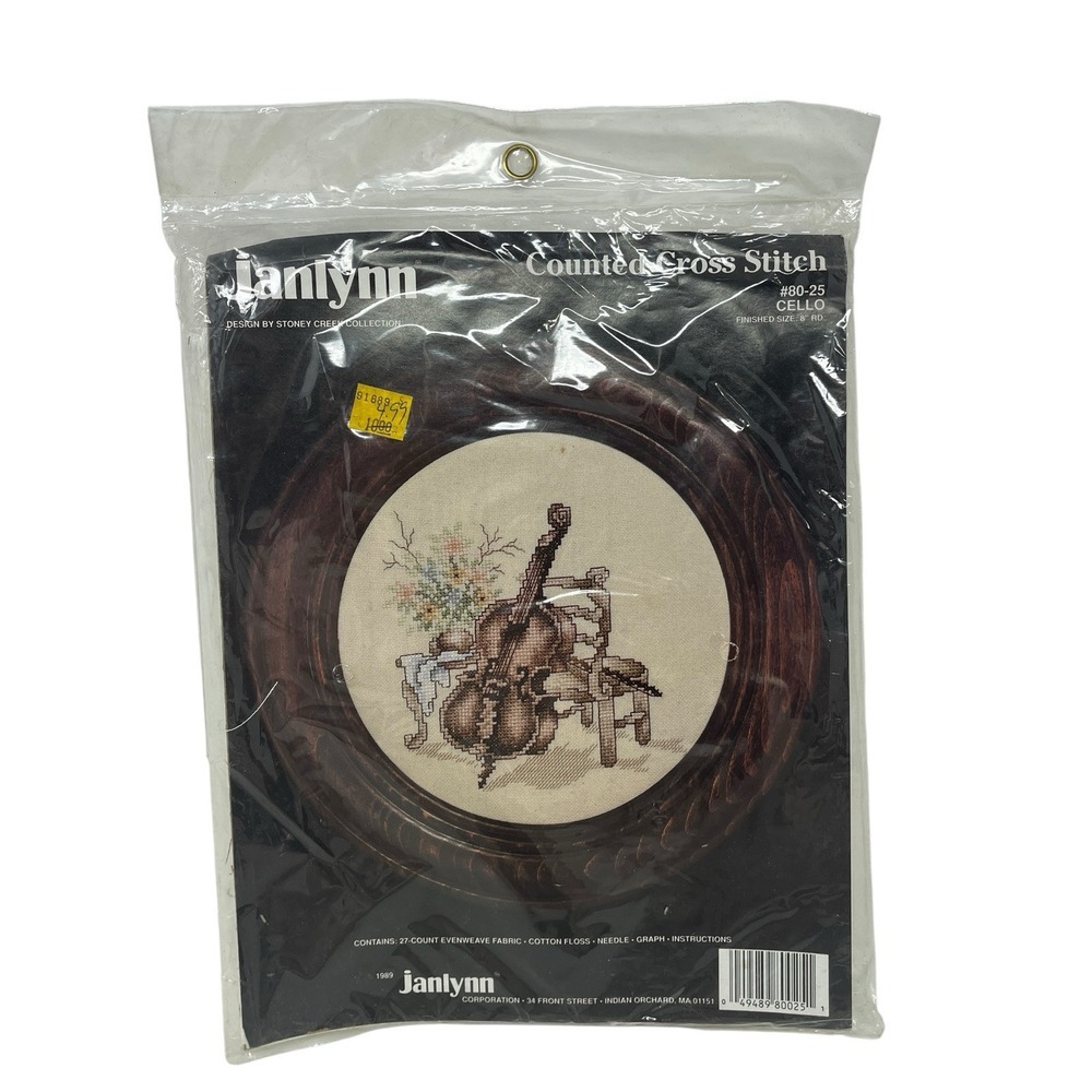 Vintage Janlynn Counted Cross Stitch Kit Cello #80-25‎ NEW Musical Instrument